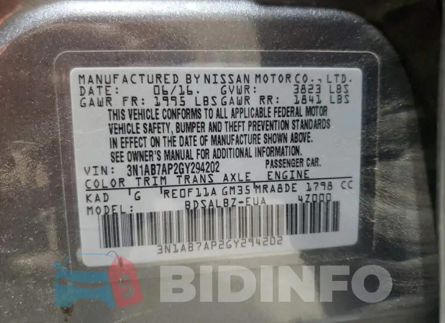 3N1AB7AP2GY294202 Photo# 13