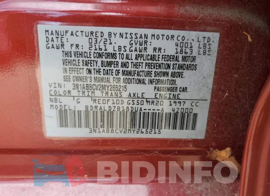 3N1AB8CV2MY265215 Photo# 12
