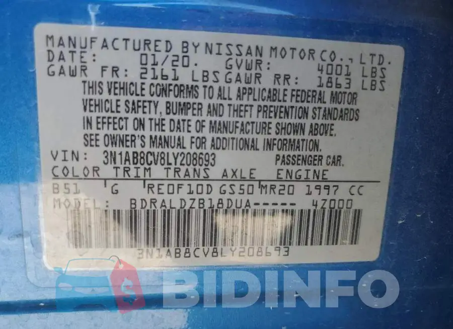 3N1AB8CV8LY208693 Photo# 12