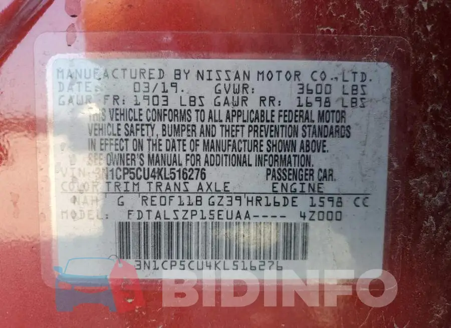 3N1CP5CU4KL516276 Photo# 13