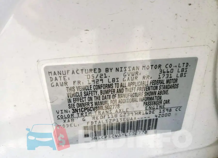 3N1CP5CV8ML502778 Photo# 14