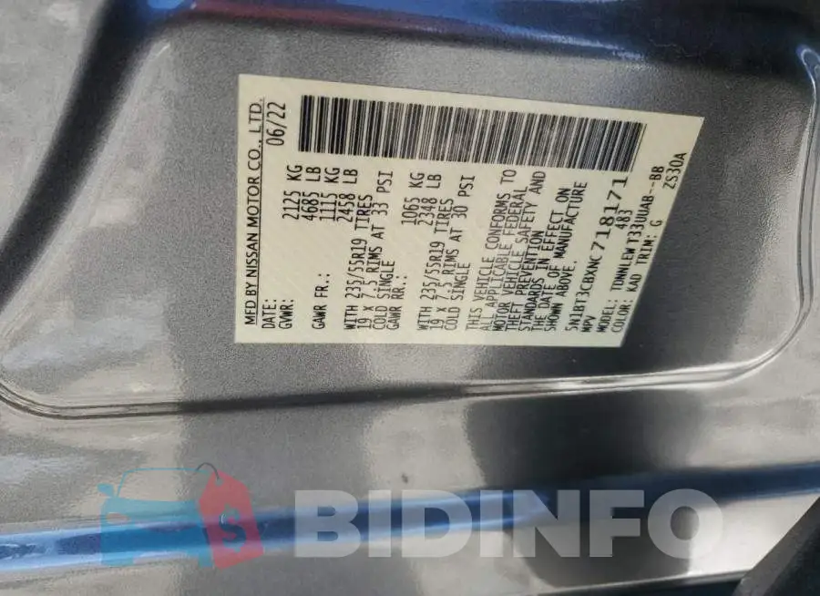 5N1BT3CBXNC718171 Photo# 14