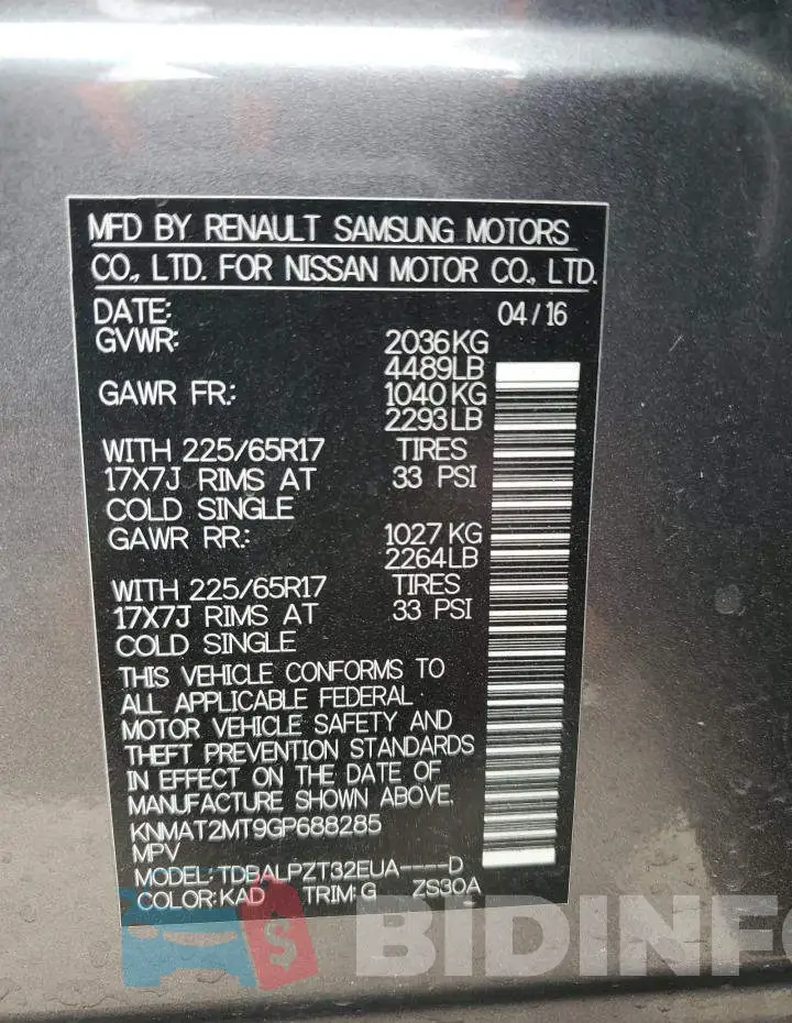 KNMAT2MT9GP688285 Photo# 13