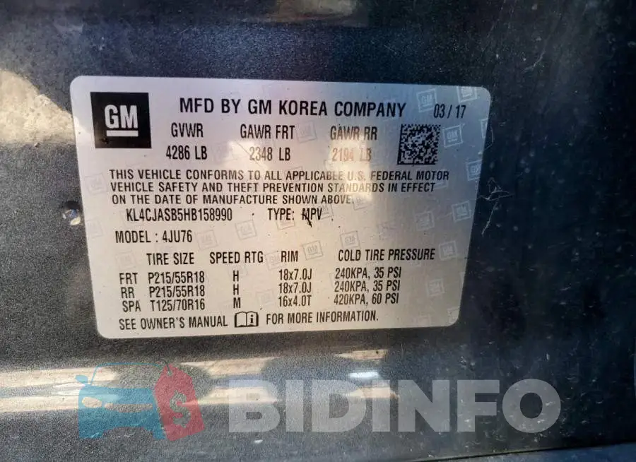 KL4CJASB5HB158990 Photo# 13