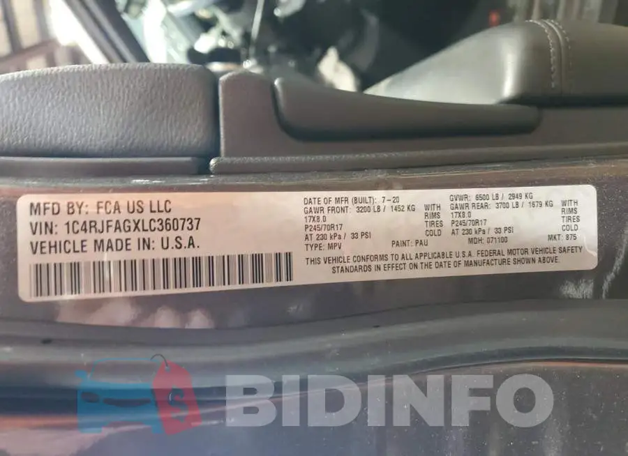 1C4RJFAGXLC360737 Photo# 13