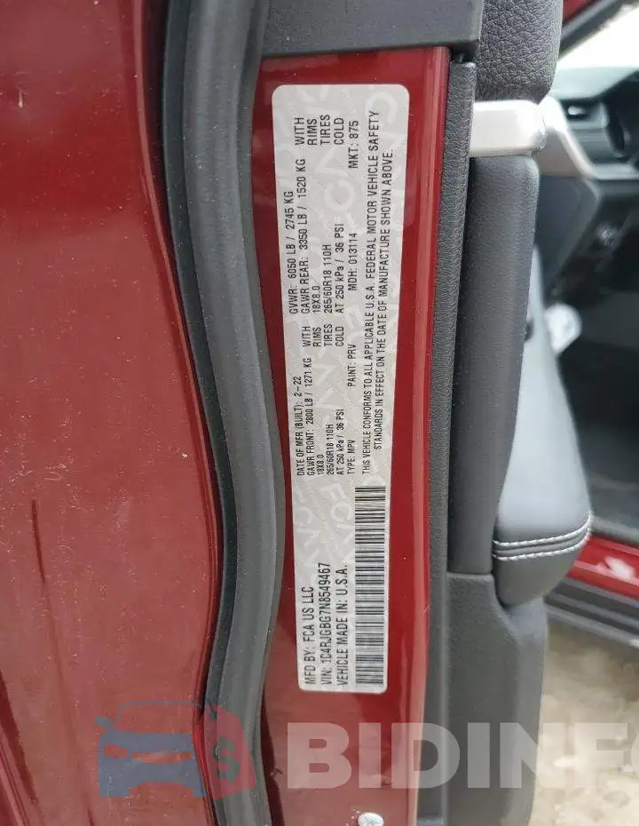 1C4RJGBG7N8549467 Photo# 14