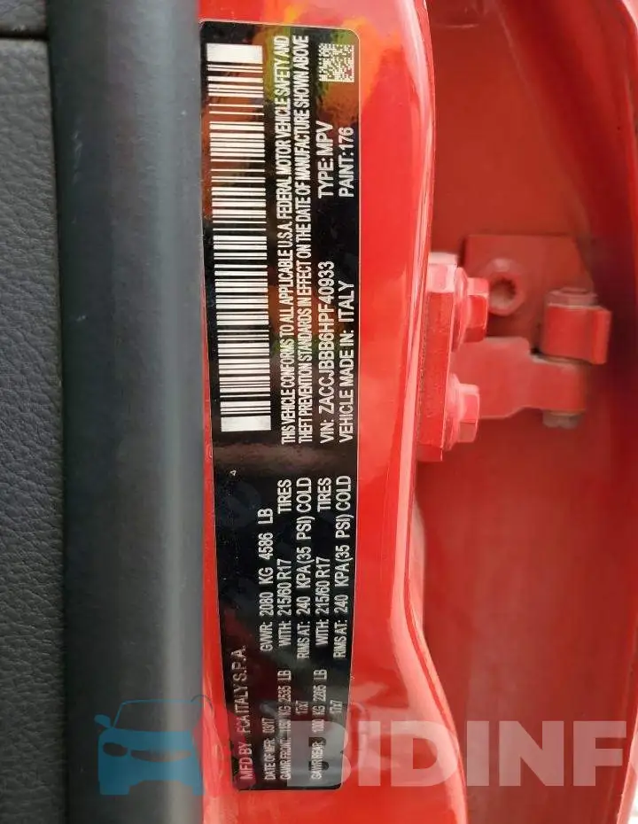 ZACCJBBB6HPF40933 Photo# 13