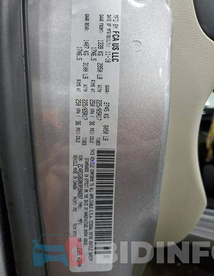 2C4RDGBG8KR594697 Photo# 13