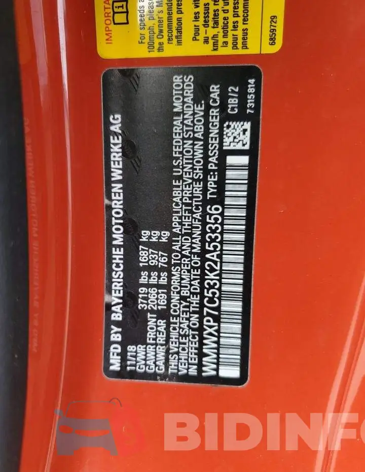 WMWXP7C53K2A53356 Photo# 12