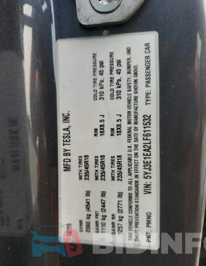 5YJ3E1EA2LF611532 Photo# 13