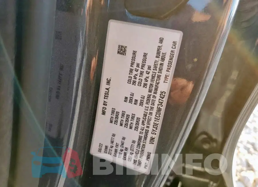 5YJ3E1EC0NF347425 Photo# 12