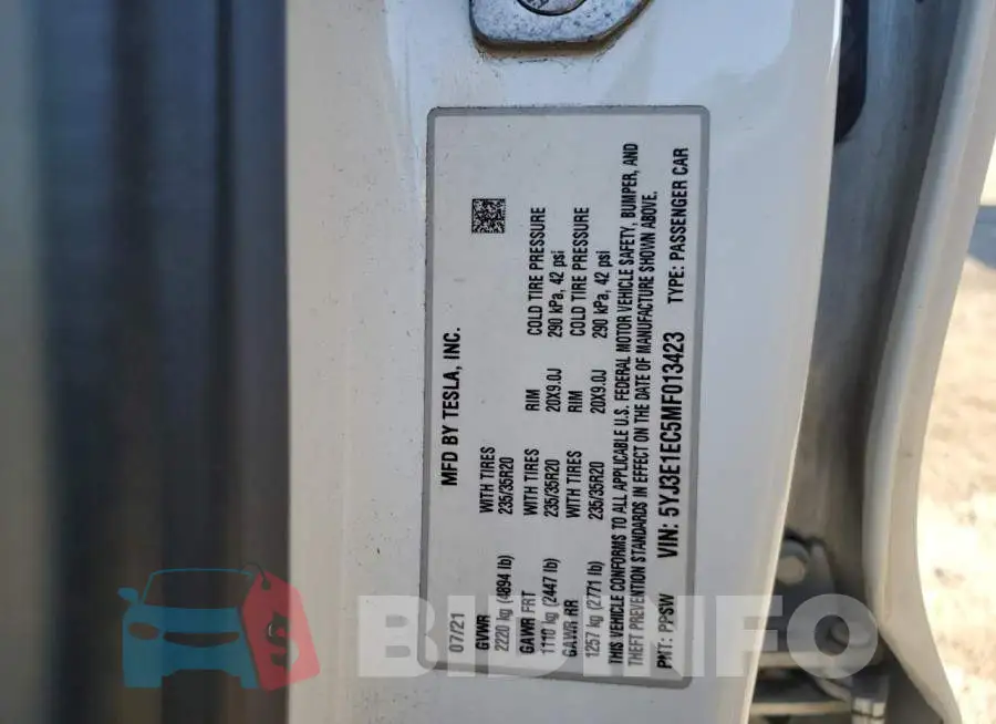 5YJ3E1EC5MF013423 Photo# 12