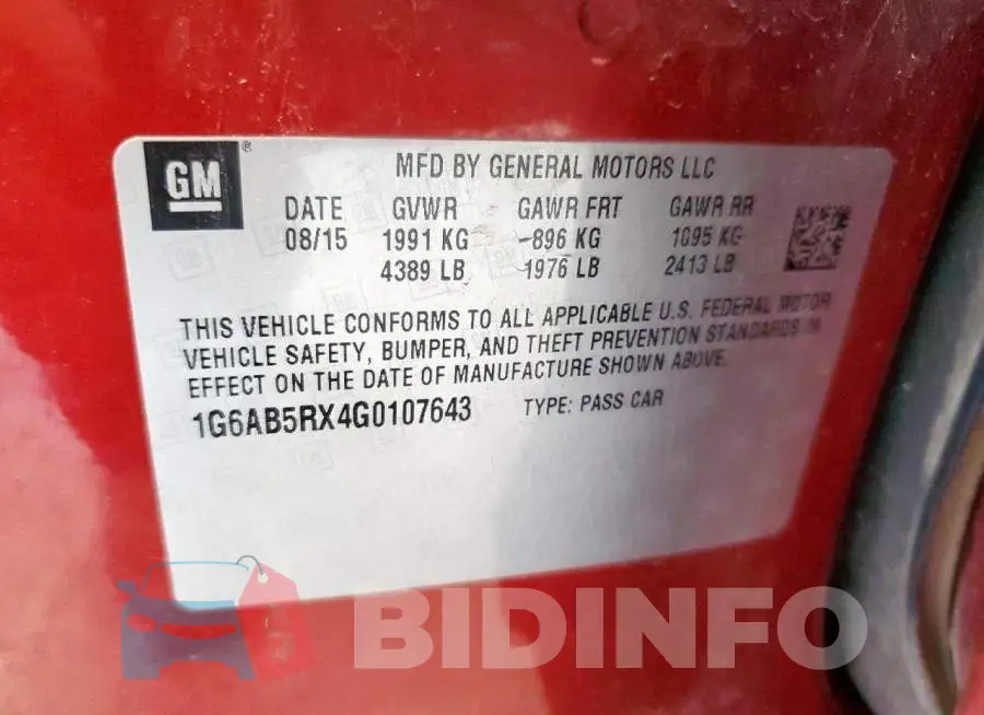 1G6AB5RX4G0107643 Photo# 12