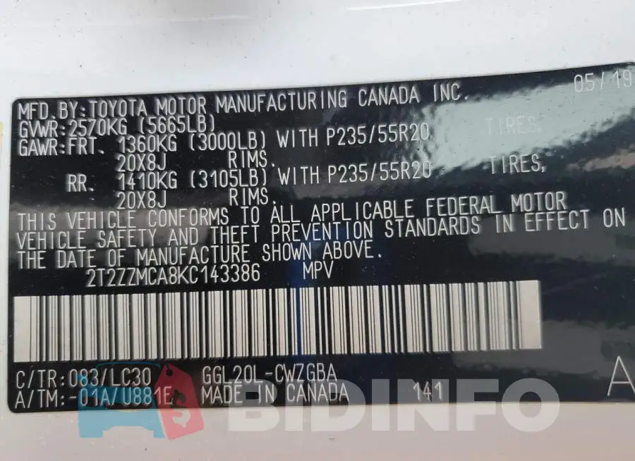 2T2ZZMCA8KC143386 Photo# 13