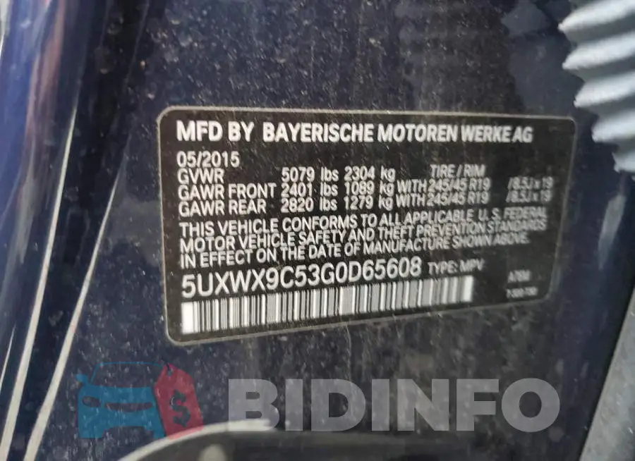 5UXWX9C53G0D65608 Photo# 12