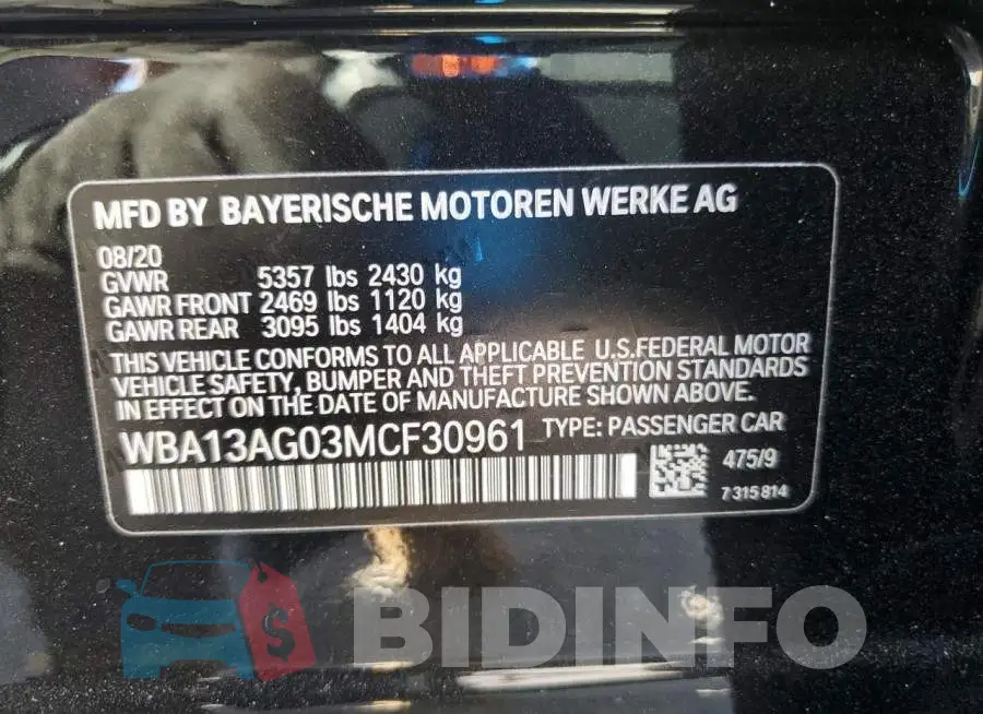 WBA13AG03MCF30961 Photo# 12