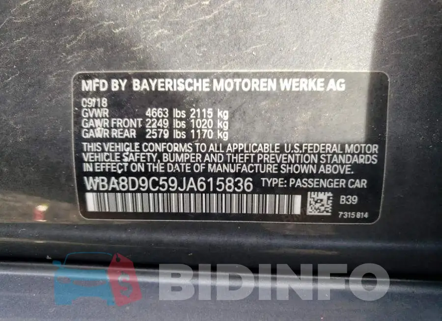 WBA8D9C59JA615836 Photo# 12