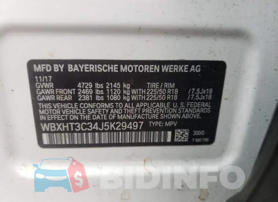 WBXHT3C34J5K29497 Photo# 13