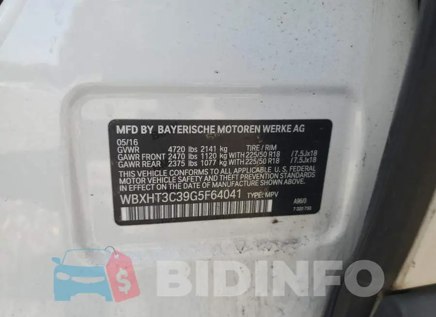 WBXHT3C39G5F64041 Photo# 13