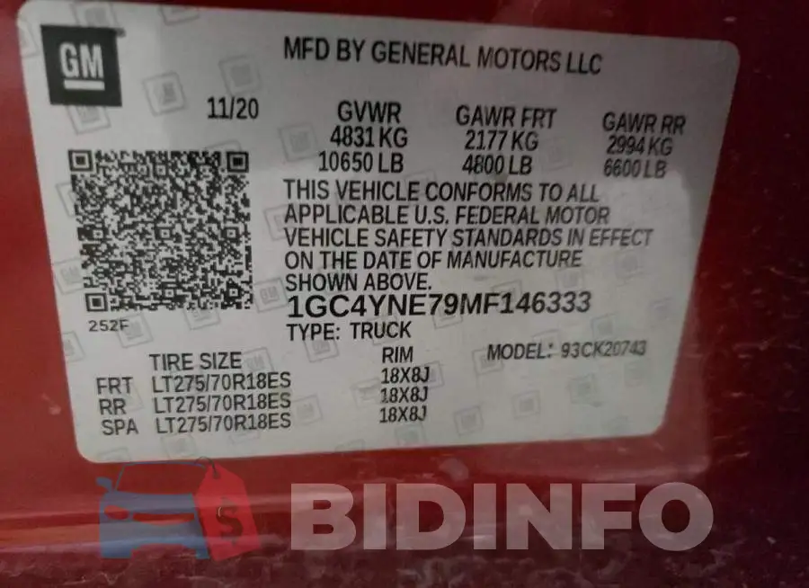 1GC4YNE79MF146333 Photo# 12