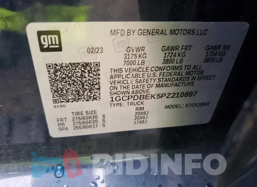1GCPDBEK5PZ210897 Photo# 12