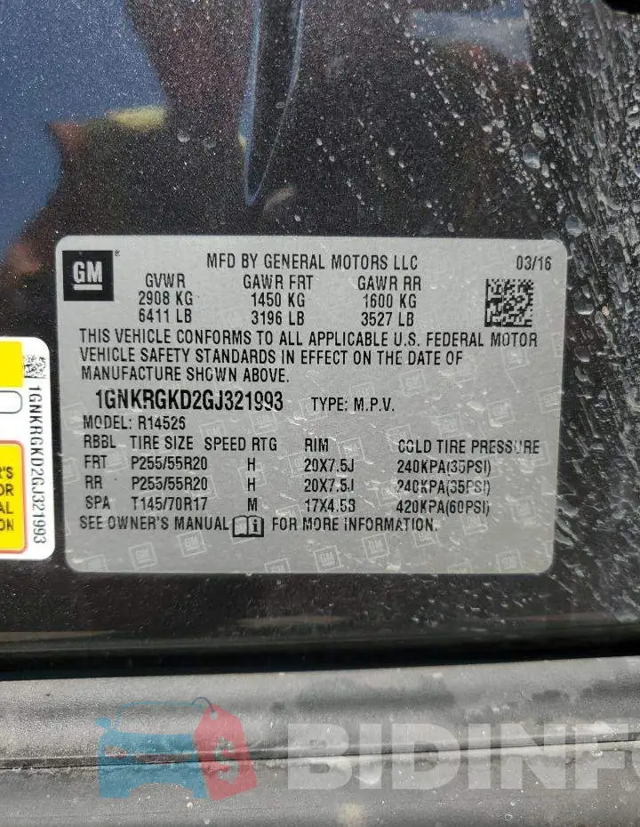 1GNKRGKD2GJ321993 Photo# 13