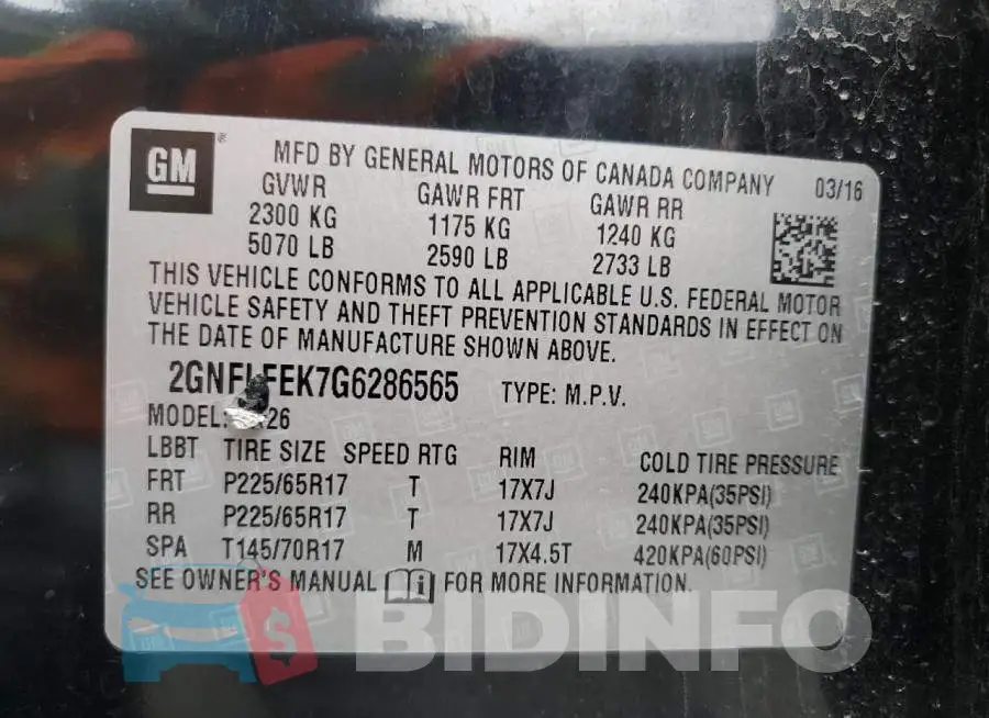 2GNFLFEK7G6286565 Photo# 13
