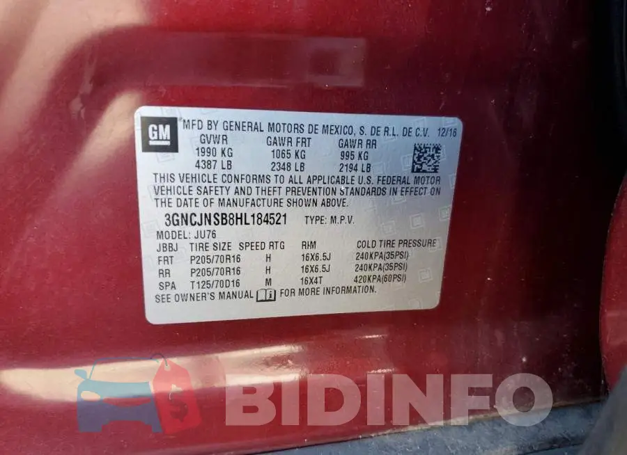3GNCJNSB8HL184521 Photo# 13