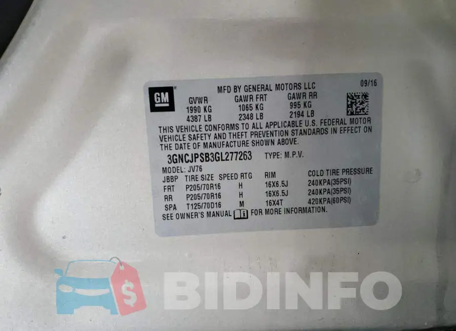 3GNCJPSB3GL277263 Photo# 13