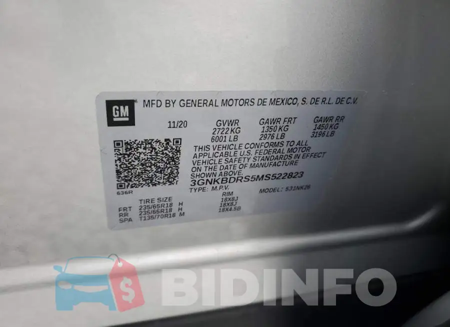 3GNKBDRS5MS522823 Photo# 12