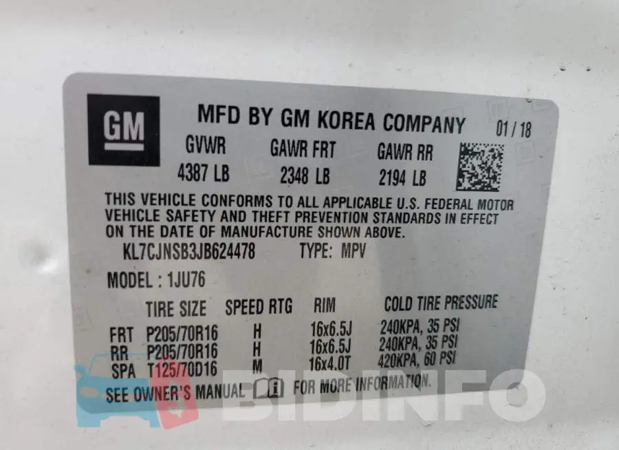 KL7CJNSB3JB624478 Photo# 13