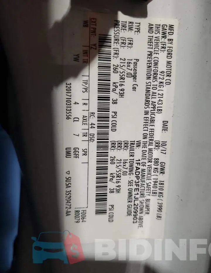 1FADP3FE1JL209903 Photo# 13
