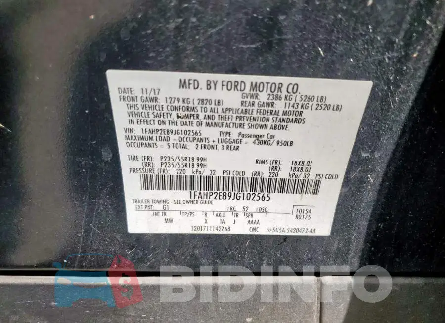 1FAHP2E89JG102565 Photo# 12