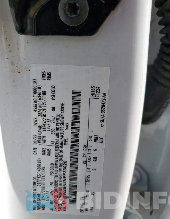 1FT7W2BN2NEF33026 Photo# 12
