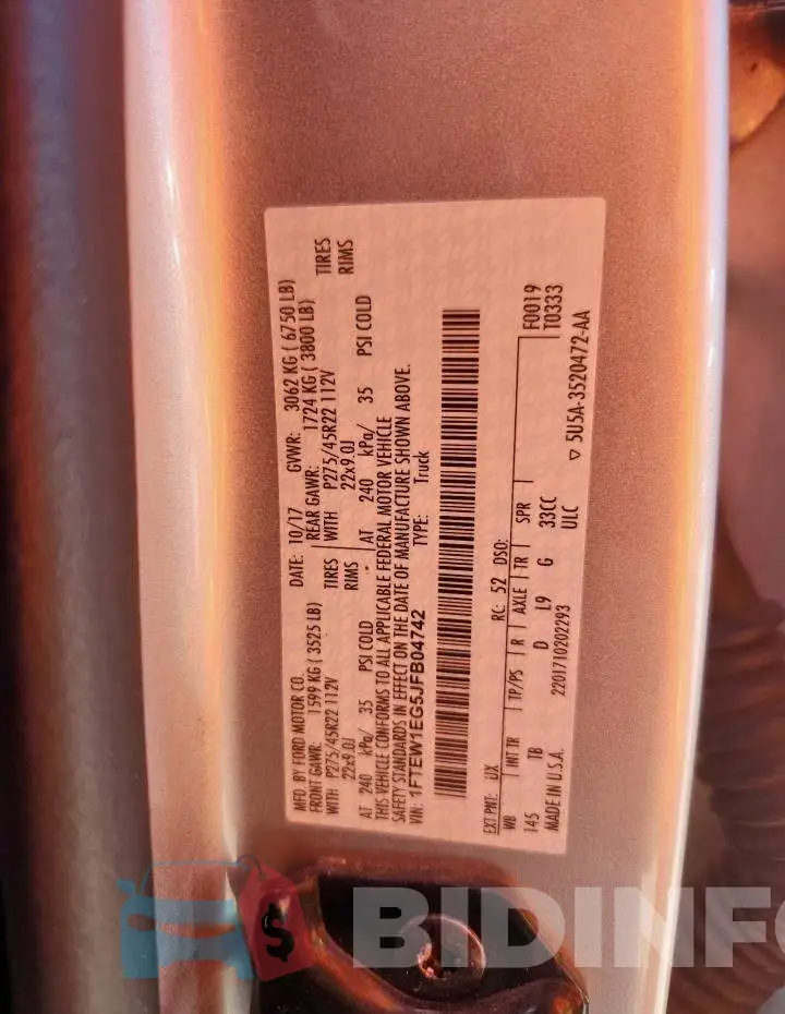 1FTEW1EG5JFB04742 Photo# 13