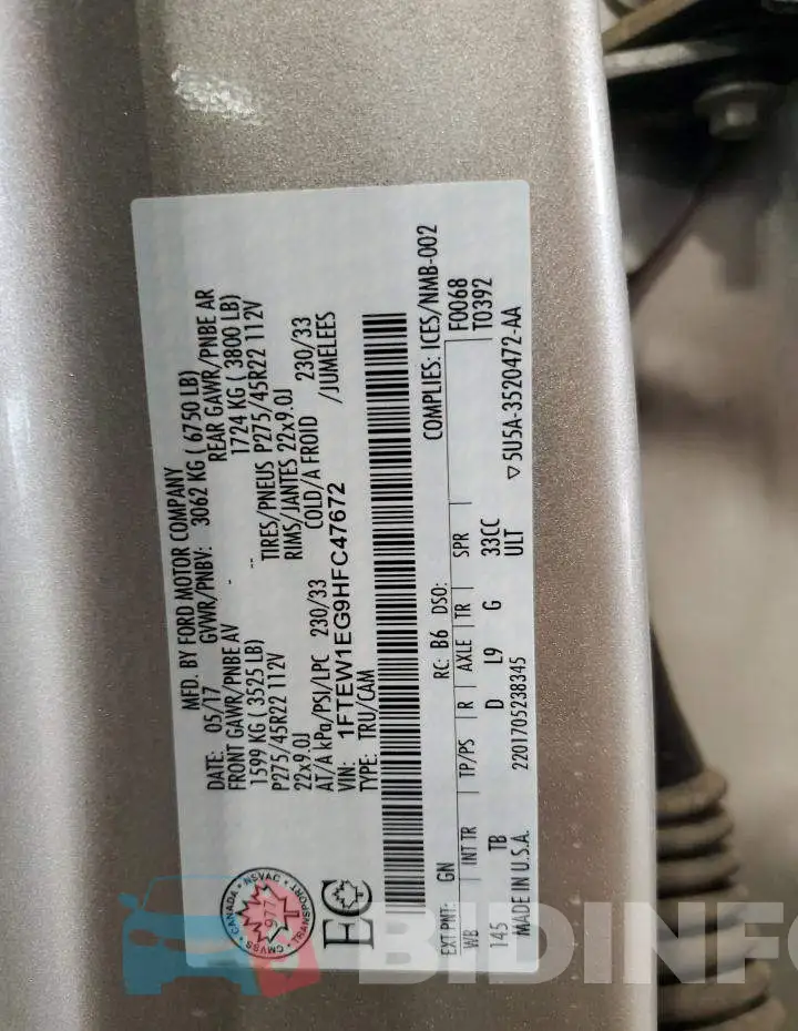 1FTEW1EG9HFC47672 Photo# 12