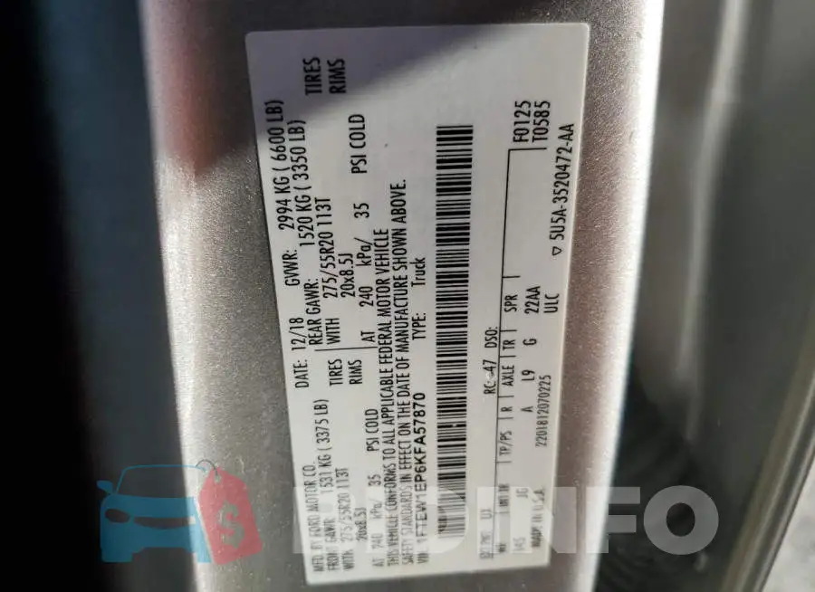 1FTEW1EP6KFA57870 Photo# 12
