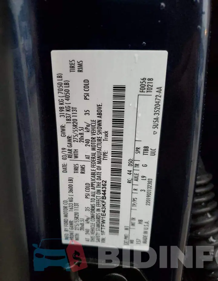 1FTFW1E43KFB44362 Photo# 12