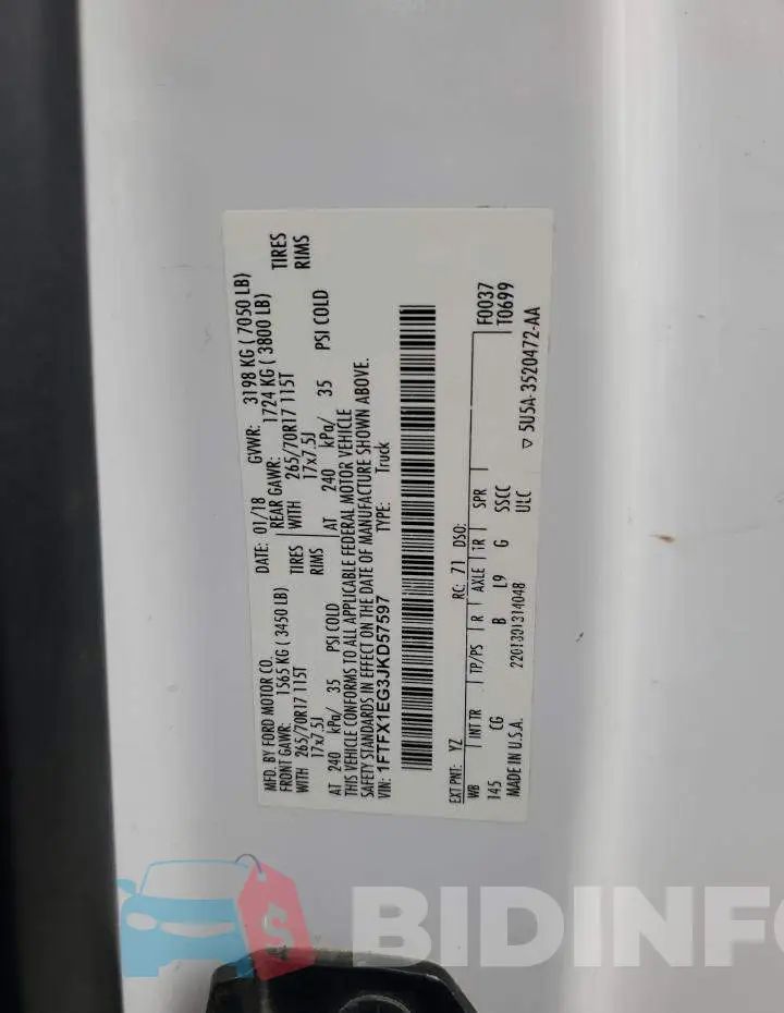 1FTFX1EG3JKD57597 Photo# 14