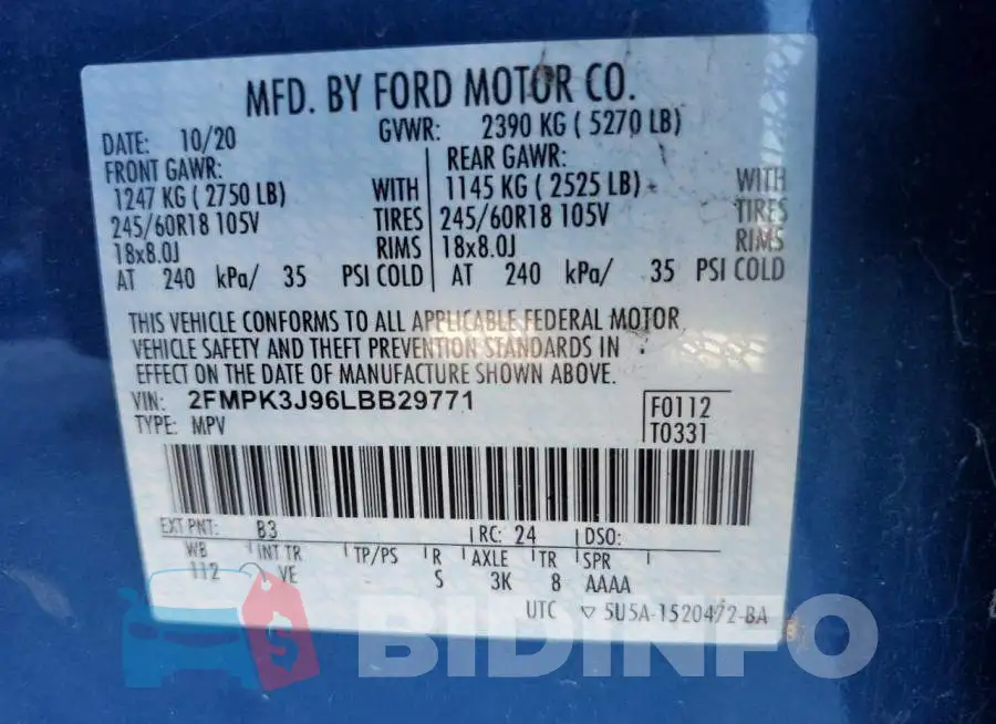 2FMPK3J96LBB29771 Photo# 13