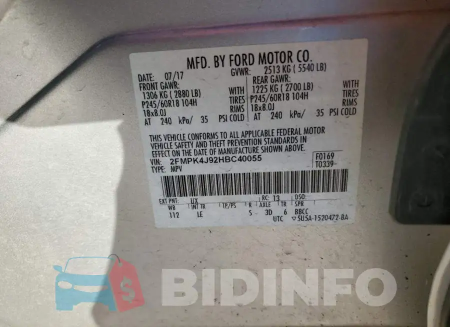 2FMPK4J92HBC40055 Photo# 13