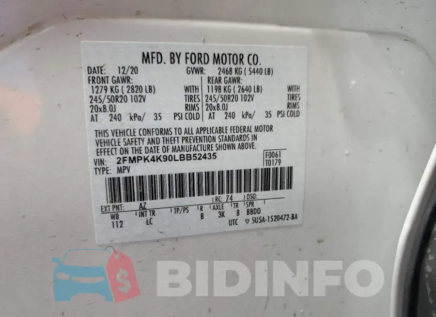 2FMPK4K90LBB52435 Photo# 13