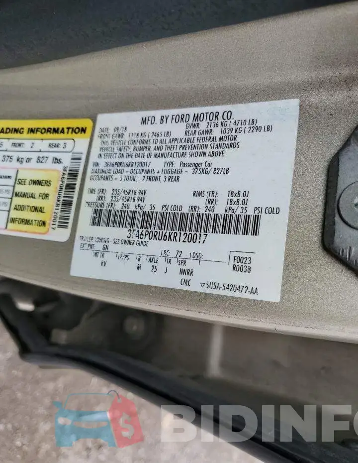 3FA6P0RU6KR120017 Photo# 13