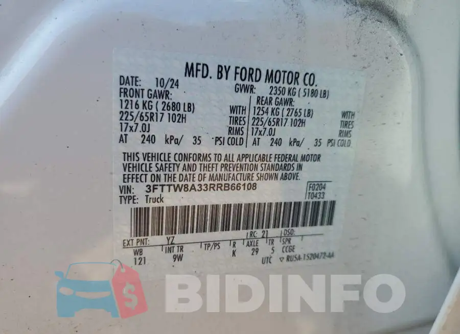3FTTW8A33RRB66108 Photo# 13