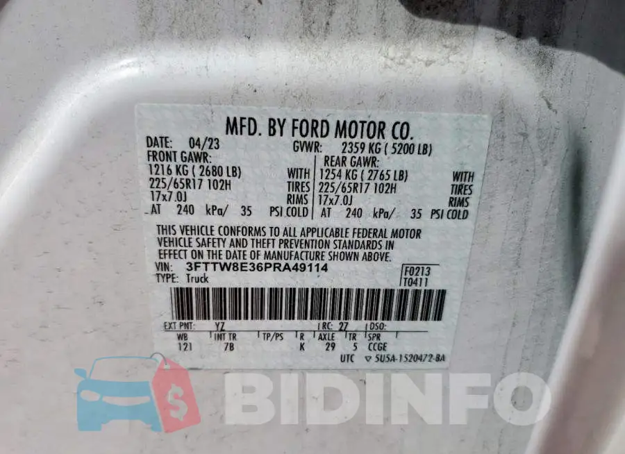 3FTTW8E36PRA49114 Photo# 12