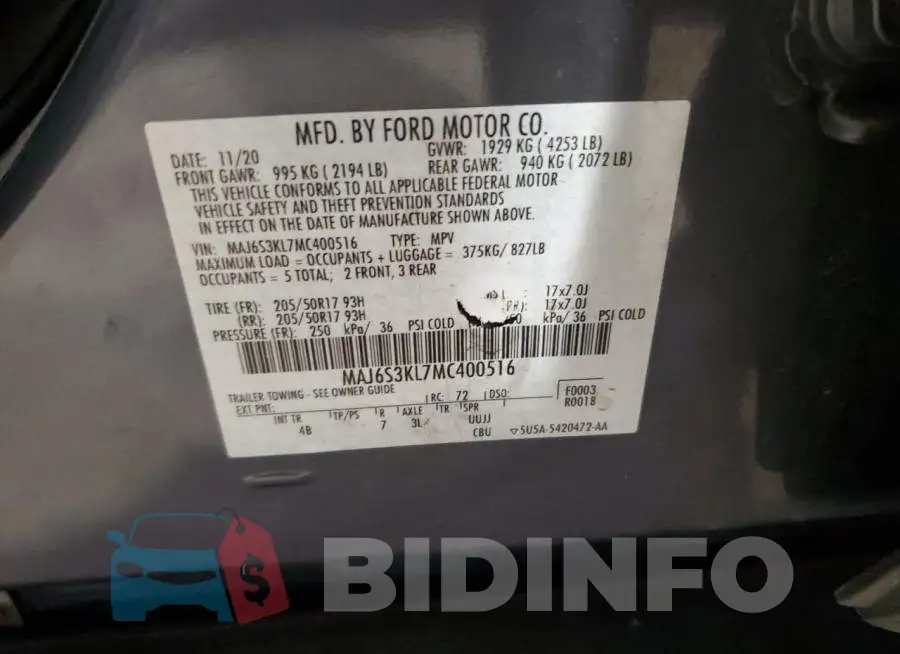MAJ6S3KL7MC400516 Photo# 13