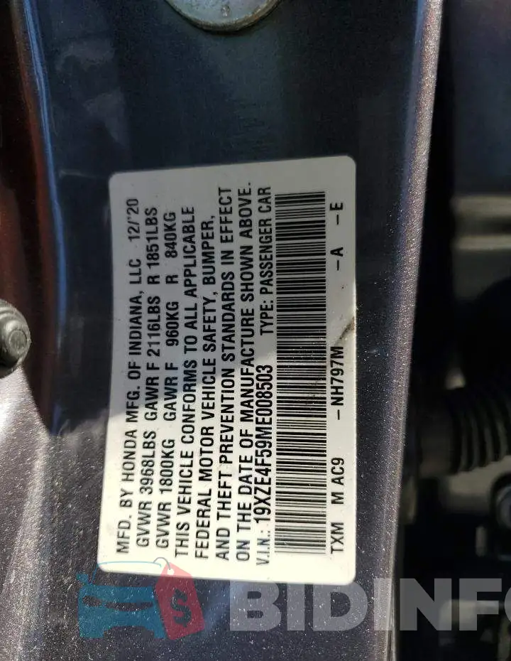19XZE4F59ME008503 Photo# 12