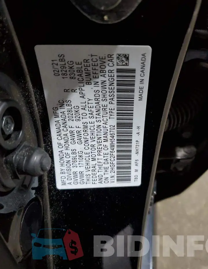 2HGFC2F64MH546702 Photo# 13