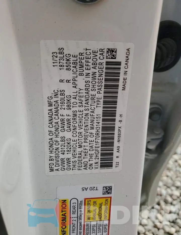 2HGFE1F70RH314151 Photo# 12