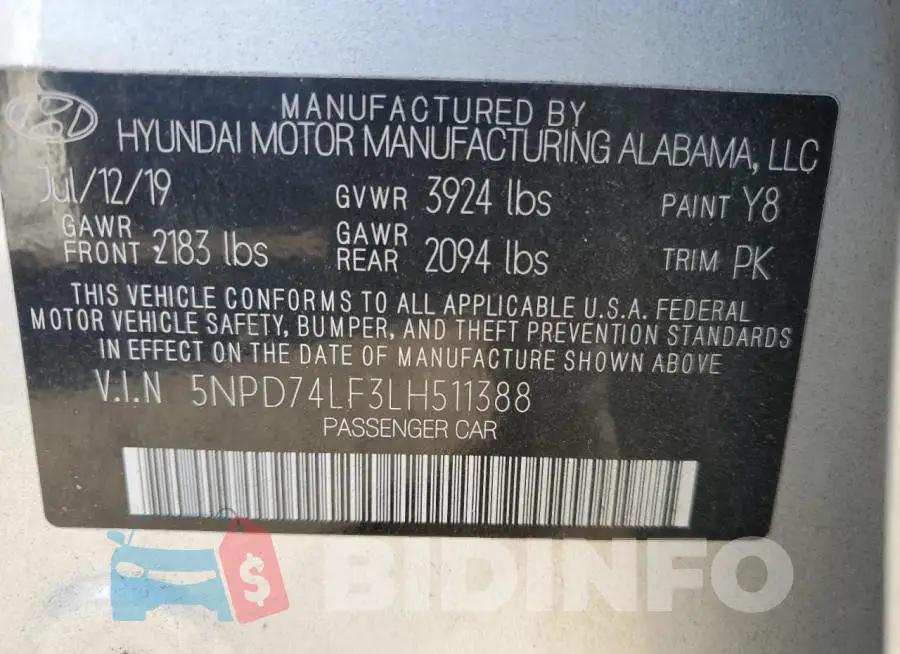 5NPD74LF3LH511388 Photo# 13